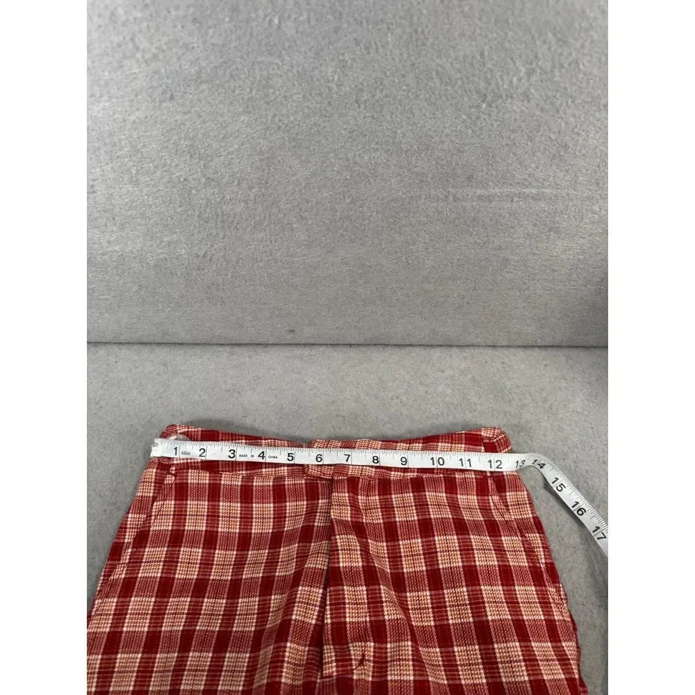 John Galt Brandy Melville Plaid Valentina Pants Women OS Red Orange High‎ Waist